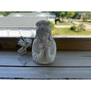 Vintage Ardalt Japan Verithin Virgin Mary Porcelain Night Light Pink Roses 6005